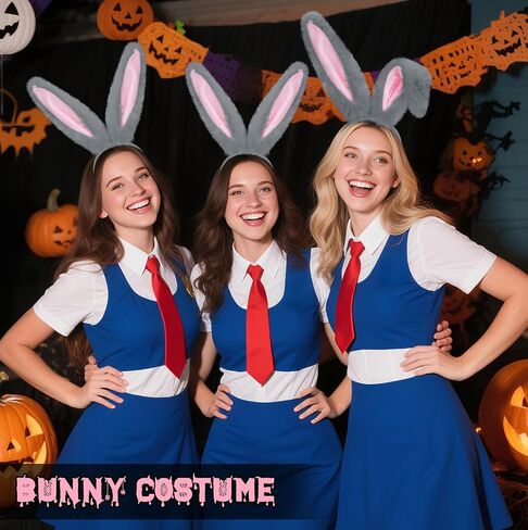 Dokeawo Bunny Ears Headband & Bunny Tail Set for Bunny Costume Kids Adult- Pink & White Bunny Ears Headbands, Bunny Dress Up Accessories for Easter Halloween Party Supplies in Kuwait