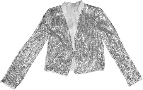 Allegra K Sequin Crop Jacket for Women's Party Long Sleeve Open Front Sparkle Glitter Blazer in Saudi Arabia