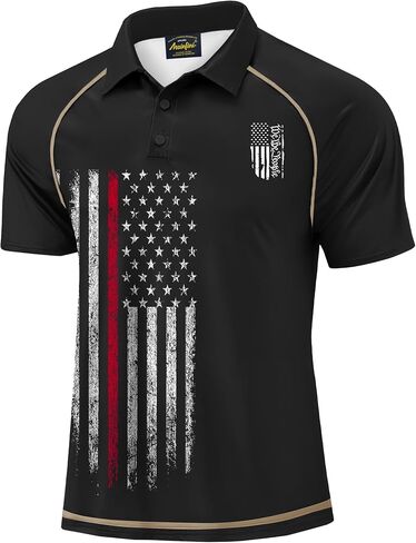 Mainfini Men's American Polo Shirt Distressed Independence Day Golf Shirts 4th of July 1776 Merica Stripes Stars Wicking Polo XL in Saudi Arabia
