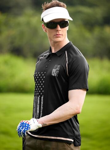 Mainfini Men's American Polo Shirt Distressed Independence Day Golf Shirts 4th of July 1776 Merica Stripes Stars Wicking Polo XL in Saudi Arabia