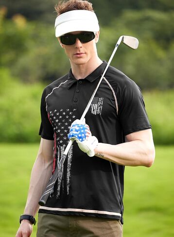 Mainfini Men's American Polo Shirt Distressed Independence Day Golf Shirts 4th of July 1776 Merica Stripes Stars Wicking Polo XL in Saudi Arabia
