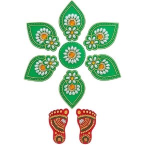 ديكورات أرضية ديباك رانجولي من الأكريليك الأزرق لتزيين الطاولة وأحجار مرصعة بالترتر والديكور التقليدي لباب المنزل | الفنون-20 in Kuwait