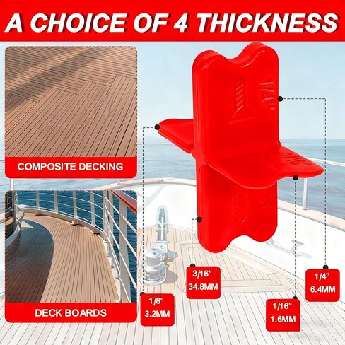 10pcs الفواصل على سطح السفينة ، أداة فاصل Deck Deck Deck إلى فجوة موحدة بين ألواح سطح السفينة المثبتة للأخشاب المعالجة والتزيين المركب من أدوات بناء سطح السفينة المركب من لوحة سطح السفينة (1/16 "، 1/8" ، 3/16 "، 1/4") in Kuwait