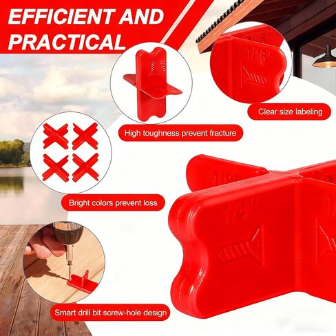 10pcs الفواصل على سطح السفينة ، أداة فاصل Deck Deck Deck إلى فجوة موحدة بين ألواح سطح السفينة المثبتة للأخشاب المعالجة والتزيين المركب من أدوات بناء سطح السفينة المركب من لوحة سطح السفينة (1/16 "، 1/8" ، 3/16 "، 1/4") in Kuwait