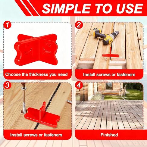 10pcs الفواصل على سطح السفينة ، أداة فاصل Deck Deck Deck إلى فجوة موحدة بين ألواح سطح السفينة المثبتة للأخشاب المعالجة والتزيين المركب من أدوات بناء سطح السفينة المركب من لوحة سطح السفينة (1/16 "، 1/8" ، 3/16 "، 1/4") in Kuwait
