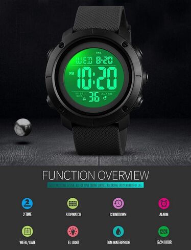 Big Boys Digital Watch Sports Teen Waterproof Military Back Light Watch for Teenagers Boys Ages 11-18 Black 1426S in Saudi Arabia