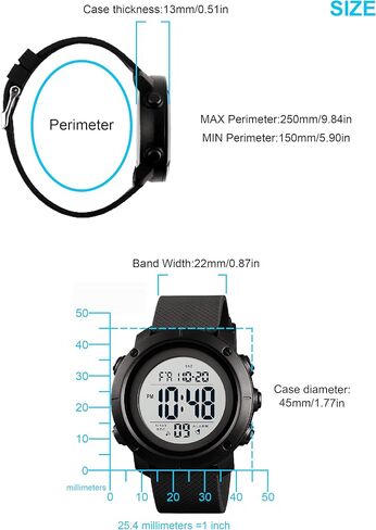 Big Boys Digital Watch Sports Teen Waterproof Military Back Light Watch for Teenagers Boys Ages 11-18 Black 1426S in Saudi Arabia