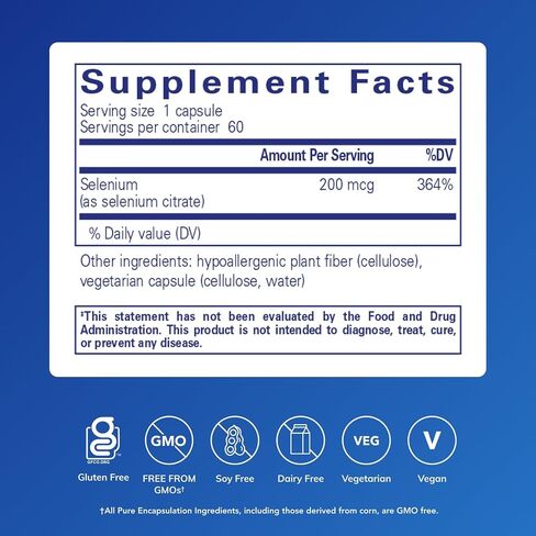Pure Encapsulations Selenium (Citrate) - for Immune System Support & Cellular Health - Antioxidant Supplement - Supports Blood Flow* - Gluten Free & Vegan - 180 Capsules in Saudi Arabia