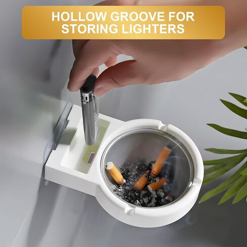 Orange Ashtray with Lid, Windproof Ceramic Ashtray Cigarette Ash Tray, Suitable for Indoor or Outdoor Use in Saudi Arabia