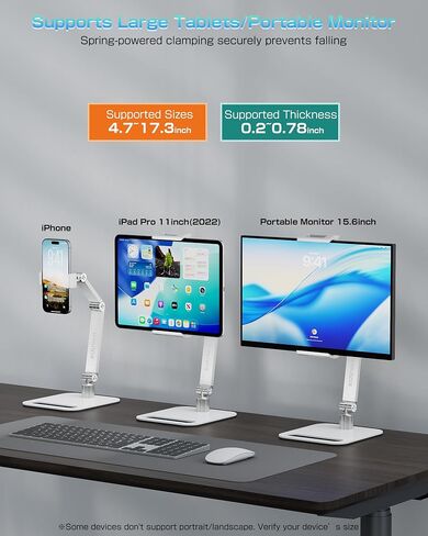 حامل حامل اللوحي لأجهزة iPad ، حامل حامل مراقب محمول 15.6 '' ، 17.3 '' ، حامل ذراع من ألومنيوم قابل للطي مع 360 ° دوار in Kuwait
