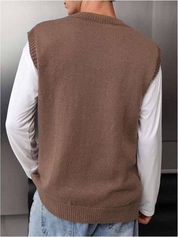 Shenhe Men's v الرقبة بلا أكمام ستر سترة ناعمة سترة سبيبر preppy أعلى in Saudi Arabia