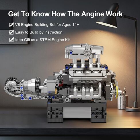 MOLD KING 10203 V8 Building Building مجموعات ، قم ببناء مجموعة طراز محرك تعمل ، مجموعة بناء النماذج الهندسية MOC ، ألعاب الهندسة الجذعية للأطفال ، 1169 PCS MINI Engine Building in Kuwait