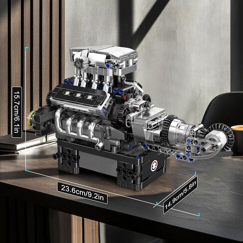 MOLD KING 10203 V8 Building Building مجموعات ، قم ببناء مجموعة طراز محرك تعمل ، مجموعة بناء النماذج الهندسية MOC ، ألعاب الهندسة الجذعية للأطفال ، 1169 PCS MINI Engine Building in Kuwait