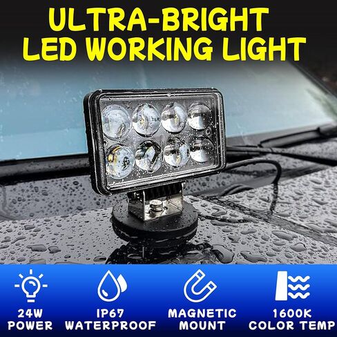 شريط مصباح LED المغناطيسي ، بقعة مصباح LED 24 واط مع تركيب قاعدة مغناطيسية ، مسيرات مسيرات مغناطيسية قوية محمولة لـ Jeep Ofrroad Trucks Trucks Lamp Lamp Lights in Kuwait