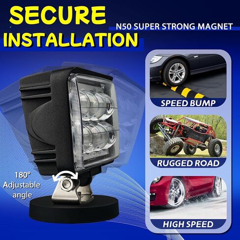 شريط مصباح LED المغناطيسي ، بقعة مصباح LED 24 واط مع تركيب قاعدة مغناطيسية ، مسيرات مسيرات مغناطيسية قوية محمولة لـ Jeep Ofrroad Trucks Trucks Lamp Lamp Lights in Kuwait
