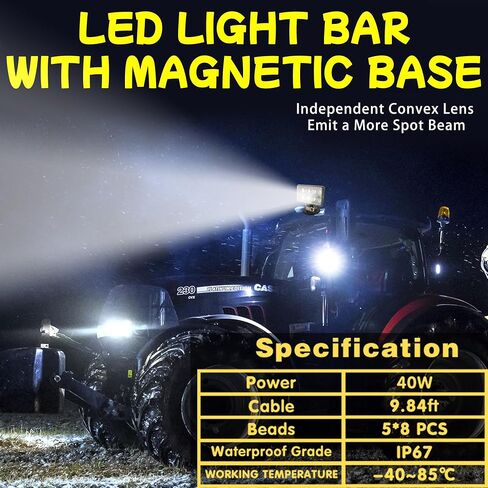 شريط مصباح LED المغناطيسي ، بقعة مصباح LED 24 واط مع تركيب قاعدة مغناطيسية ، مسيرات مسيرات مغناطيسية قوية محمولة لـ Jeep Ofrroad Trucks Trucks Lamp Lamp Lights in Kuwait