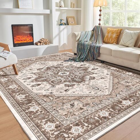 OPPODREAM Soft Neutral Area Rugs 5x7, 5x7 Washable Rug with Non Slip Backing, 5 x 7 Faux Cashmere Low-Pile Carpet, Light Grey & Ivory Cream in Saudi Arabia