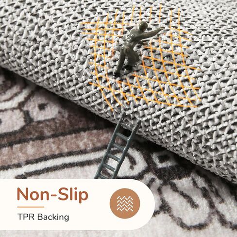 OPPODREAM Soft Neutral Area Rugs 5x7, 5x7 Washable Rug with Non Slip Backing, 5 x 7 Faux Cashmere Low-Pile Carpet, Light Grey & Ivory Cream in Saudi Arabia