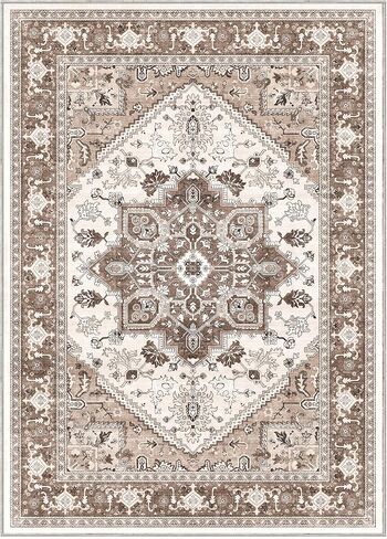 OPPODREAM Soft Neutral Area Rugs 5x7, 5x7 Washable Rug with Non Slip Backing, 5 x 7 Faux Cashmere Low-Pile Carpet, Light Grey & Ivory Cream in Saudi Arabia