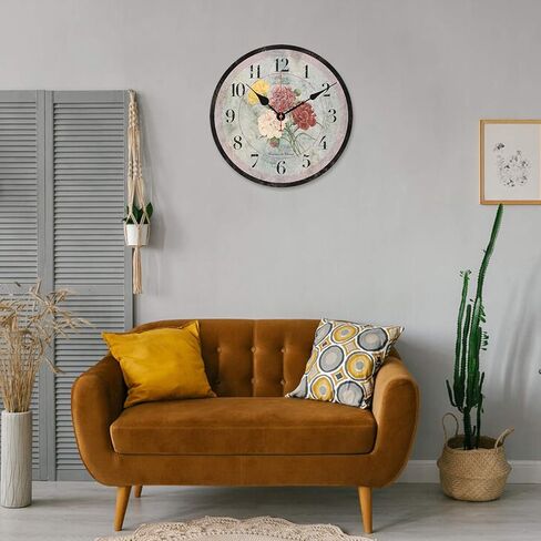 8 Inch Wall Clock Coastal Seashell Starfish Beach Decorative Clocks, Silent Non Ticking Battery Operated Palm Tree Wall Clock for Bedroom/Living Room/Kitchen in Kuwait