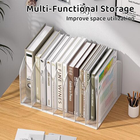 منظم مجلد ملف المعدن 5 قسم للمكتب | حامل ملف مكتب عمودي مضغوط | SARTOP PAPER SARTER للوثائق ، دفاتر الملاحظات ، الكتب | منظم المكاتب السوداء (9.3 "x8.5" x7.9 ") in Kuwait