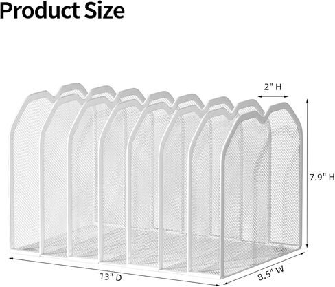 منظم مجلد ملف المعدن 5 قسم للمكتب | حامل ملف مكتب عمودي مضغوط | SARTOP PAPER SARTER للوثائق ، دفاتر الملاحظات ، الكتب | منظم المكاتب السوداء (9.3 "x8.5" x7.9 ") in Kuwait