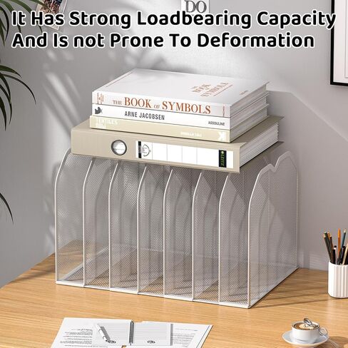 منظم مجلد ملف المعدن 5 قسم للمكتب | حامل ملف مكتب عمودي مضغوط | SARTOP PAPER SARTER للوثائق ، دفاتر الملاحظات ، الكتب | منظم المكاتب السوداء (9.3 "x8.5" x7.9 ") in Kuwait