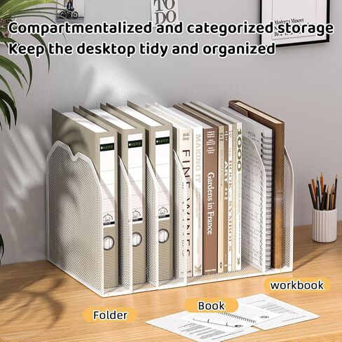 منظم مجلد ملف المعدن 5 قسم للمكتب | حامل ملف مكتب عمودي مضغوط | SARTOP PAPER SARTER للوثائق ، دفاتر الملاحظات ، الكتب | منظم المكاتب السوداء (9.3 "x8.5" x7.9 ") in Kuwait