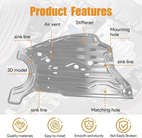 Engine Splash Shield Guard Under Car Shield Cover Board Compatible with Honda Civic 2016 2017 2018 2019 2020 2021 Replace 74110-TBA-A00 90674-TY2-A01 in Saudi Arabia