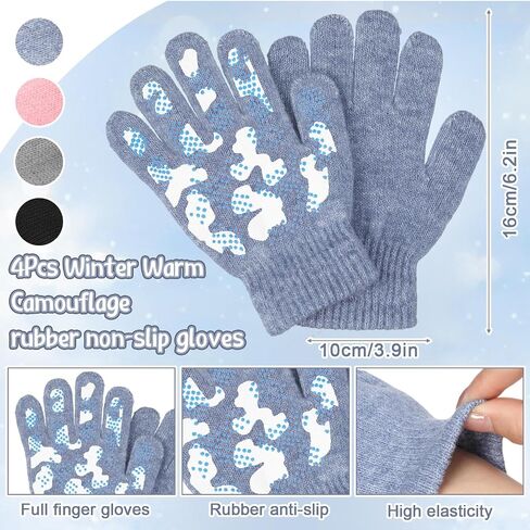 Geyoga 12 Pcs Kids Knitted Winter Hat Scarf Gloves Set for 5-8 Boys Girls Toddler Knit Pom Beanies Mittens Neck Warmer Gift in Saudi Arabia