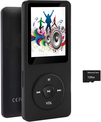 128GB MP3 Player with Bluetooth 5.2, Portable Pink Music Player for Kids with Built-in HD Speaker, FM Radio, Voice Recorder, Earphones Included in Saudi Arabia