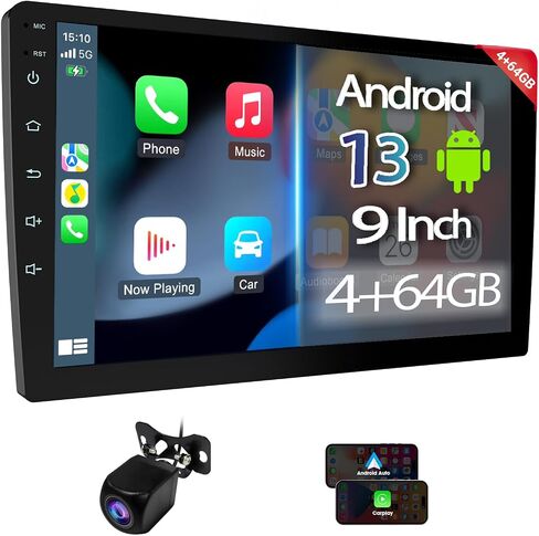 Haudio 10.1" Double Din Car Stereo with Apple CarPlay & Android Auto, Touchscreen Car Radio with Octa Core, BT 5.1, 4+64GB, Backup Camera, Voice Control, GPS, FM/AM/AUX in Saudi Arabia