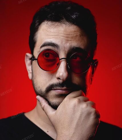 AIEYEZO Round Steampunk Sunglasses for Men Women Gothic Glasses Vintage Circle Metal Frame 100% UV Blocking Lens in Kuwait