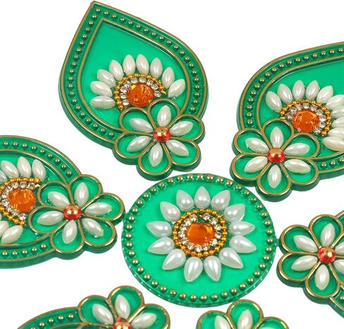 ديكورات أرضية ديباك رانجولي من الأكريليك الأزرق لتزيين الطاولة وأحجار مرصعة بالترتر والديكور التقليدي لباب المنزل | الفنون-20 in Saudi Arabia