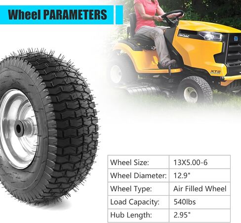 15x6.00-6 Replacement Tire and Wheel, 2 PCS Rubber Pneumatic Riding Lawn Mower Tires, 700 LBS Load Capacity, Compatible with John Deere Riding Mowers 100, D100, E100, L100, LA100, LT & STX Series in Kuwait