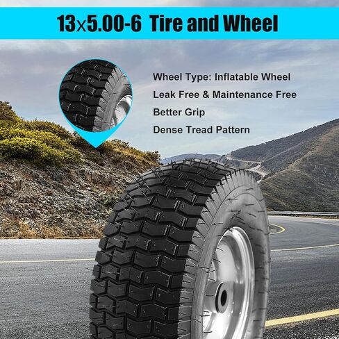 15x6.00-6 Replacement Tire and Wheel, 2 PCS Rubber Pneumatic Riding Lawn Mower Tires, 700 LBS Load Capacity, Compatible with John Deere Riding Mowers 100, D100, E100, L100, LA100, LT & STX Series in Kuwait