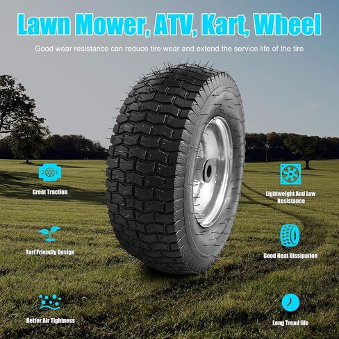 15x6.00-6 Replacement Tire and Wheel, 2 PCS Rubber Pneumatic Riding Lawn Mower Tires, 700 LBS Load Capacity, Compatible with John Deere Riding Mowers 100, D100, E100, L100, LA100, LT & STX Series in Kuwait