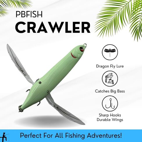 Pbfish Topwater Crawler يسير على الماء العائم اليعسوب الكبير باس نفخ هدية الصيد في المياه العذبة in Kuwait