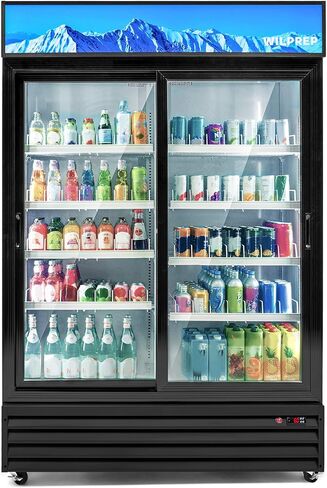 تاجر الهواء الطلق التجاري في Wilprep ، ثلاجة الستائر الهوائية العمودية 39 "مع 13.4 قدمًا من الستارة الليلية LED LED ، و GO GO GO DOWNED SHOMPARTOR TOERTH in Kuwait