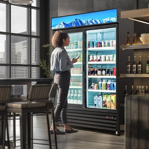 تاجر الهواء الطلق التجاري في Wilprep ، ثلاجة الستائر الهوائية العمودية 39 "مع 13.4 قدمًا من الستارة الليلية LED LED ، و GO GO GO DOWNED SHOMPARTOR TOERTH in Kuwait