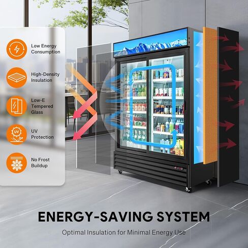 تاجر الهواء الطلق التجاري في Wilprep ، ثلاجة الستائر الهوائية العمودية 39 "مع 13.4 قدمًا من الستارة الليلية LED LED ، و GO GO GO DOWNED SHOMPARTOR TOERTH in Kuwait