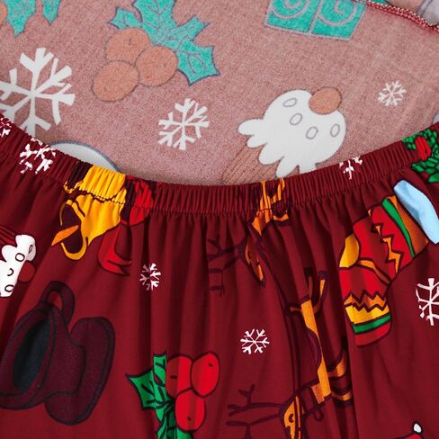 غطاء أريكة أحمر قابل للتمدد من Anibedding - غطاء مقعد على شكل غزال الرنة الذهبي لأريكة الأريكة ذات الوسادة، واقي أثاث كرسي عالمي مرن بطابع عيد الميلاد لديكور المنزل في عيد الميلاد (مقعد) in Saudi Arabia