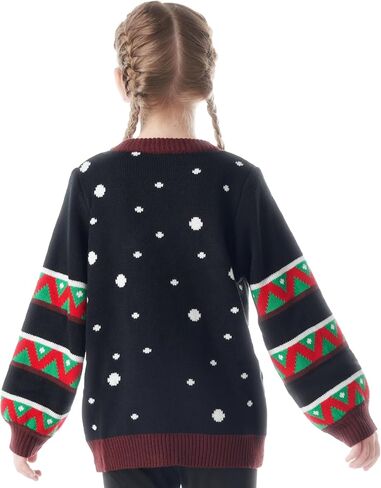 JOYIN Kid's Christmas Ugly Sweater LED Light Up Reindeer Xmas Sweater Built-in Light Bulbs for Boys Girls (Blue, Medium) in Saudi Arabia