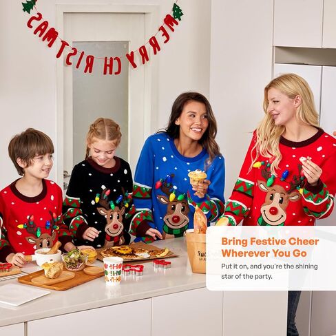 JOYIN Christmas Ugly Sweater for Kids with Light Bulb, Light Up Christmas Sweater for Christmas Party, Black Long Sleeve Xmas Pullover in Saudi Arabia