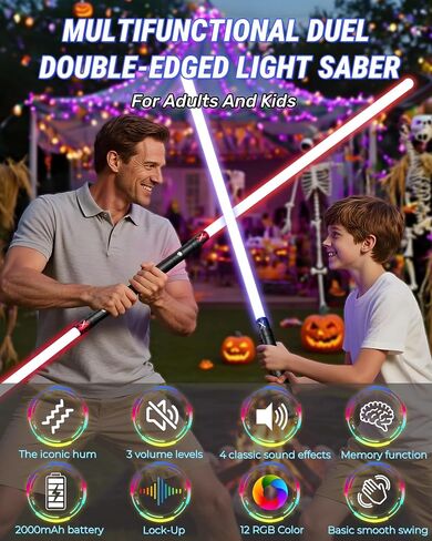 Lightsaber for Dueling 2 Packs Light Sabers with 4 Character Sound Font 12 RGB Colors 2 in 1 Real Lightsabers Toys for Kids/Adult Birthday Gift T029 in Saudi Arabia
