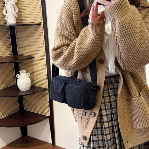 Small Nylon Crossbody Bags for Women Men With Drawstring Cell Phone Purse Wallet Handbags with Inner Compartments in Saudi Arabia