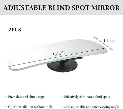 2 PCS Blind Spot Mirrors, Rectangular HD Glass Frameless Rear View Mirror with Adjustable Stick, Universal Convex Wide Angle Blindspot Side Mirror for Cars Trucks SUVs in Saudi Arabia