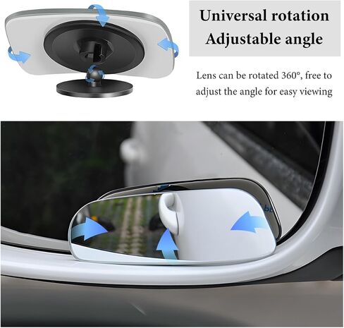 2 PCS Blind Spot Mirrors, Rectangular HD Glass Frameless Rear View Mirror with Adjustable Stick, Universal Convex Wide Angle Blindspot Side Mirror for Cars Trucks SUVs in Saudi Arabia