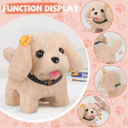 لعبة الكلب للأطفال، ألعاب محشوة قطيفة تفاعلية للكلاب التي تمشي وتنبح، 16 قطعة من مجموعة اللعب الإلكترونية لرعاية الحيوانات الأليفة مع حقيبة ظهر، ألعاب العريس والأعلاف، هدايا للفتيات 3-5 5-7 6-8 8-12 in Kuwait