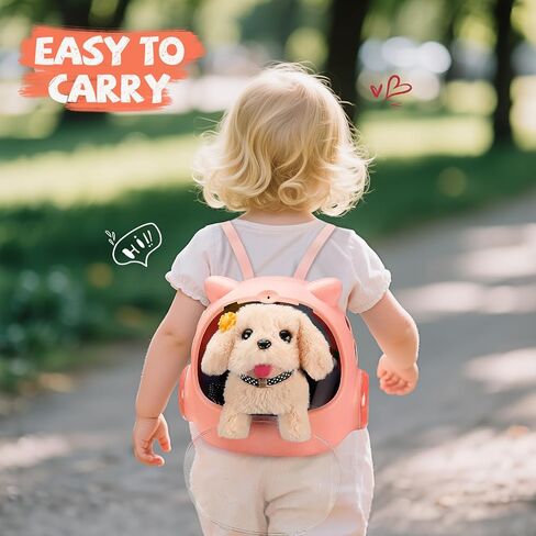 لعبة الكلب للأطفال، ألعاب محشوة قطيفة تفاعلية للكلاب التي تمشي وتنبح، 16 قطعة من مجموعة اللعب الإلكترونية لرعاية الحيوانات الأليفة مع حقيبة ظهر، ألعاب العريس والأعلاف، هدايا للفتيات 3-5 5-7 6-8 8-12 in Kuwait